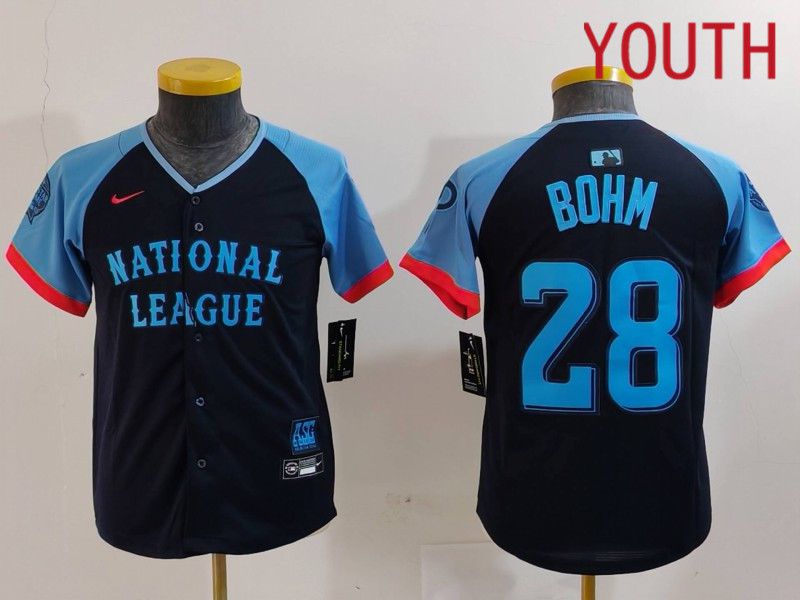 Youth Philadelphia Phillies #28 Bohm Blue All star 2024 Nike MLB Jersey style 1